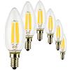SUNSEED 6x Lampadina E14 Filamento LED 5W Candela C35 600 Lm Luce Calda 2700K, 48W Equivalente