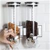 WDRENTOOL Dispenser per cereali, doppio dispenser di caramelle da 3 l, confezione da 2, dispenser per cereali, montaggio a parete, dispenser doppio per alimenti secchi, dispenser da cucina (argento)