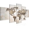 Runa Art Murali Da Parete Mappa Del Mondo 5 Pezzi Quadro Tela Non Tessuta Decorazione Soggiorno Astratto Brown Beige 035052a