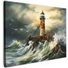 MuchoWow© Quadro Moderno Soggiorno Decorazioni Da Parete Quadri Su Tela Da | 70x50 cm - Salotto Grandi Foto Con Cornice Camera Da Letto CasaFaro - Acqua - Mare - Roccia - Pittura ad olio