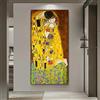 HOLEILUCK Classico Gustav Klimt Il bacio Dipinti ad olio Camera da letto Stampa su tela Famosi quadri di grandi dimensioni per la casa moderna Soggiorno 100x200 cm/39x79 pollici Senza cornice