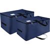 IHOMAGIC 2 Pezzi Grande Borsa Portaoggetti, 105L Pieghevole Contenitore Vestiti con Manico e Cerniera, Organizzatore di Contenitore Sottoletto, Scatole Portaoggetti per Giocattoli, Trapunte, Blu Scuro