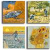 Printerland Quadri Moderni VAN GOGH 4 pz. cm 20x20 cad. Stampa su Tela CANVAS Arredamento Arte Astratto XXL Arredo per soggiorno salotto camera da letto cucina ufficio bar ristorante (4pz. 20x20 cm, 3)