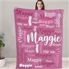 NIBESSER Coperta Personalizzata con Nome Plaid Personalizzato Comodo Morbido Coperta Pile Caldo Idea Regalo per Amici Bambini Nonni per Natale Matrimonio Compleanno, Rosa Scuro, 90x120cm