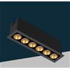 TEKHOME Faretto LED da Incasso Rettangolare 11W, 6 Spot, CRI ≥90, Fascio 24°, Alluminio Nero, Faretti da Incasso per Cartongesso e Controsoffitto, 3000K/4000K/6500K, 1 Pezzo, XTD-6-N