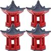 Veemoon Set di 4 mini lanterne in pietra giapponesi - Pagode asiatiche decorazione per giardino - bonsai e acquari - Sculture in miniatura perfette per giardino delle fate e paesaggi