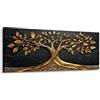 Lupia Quadro Tela Canvas World TREE GOLD BLACK 52x122 cm, Albero della Vita | Stampa artistica pronta da appendere, telaio legno 1,6 cm, per soggiorno camera da letto capezzale ufficio