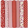 aufodara 7 pezzi 50x50 cm Quadrati Tessuto Cotone Stoffa Patchwork Modelli Diversi Tessuti per Cucito, Quilting, Artigianato, Fai da te, Hobby Creativi, Materiali pacchetto (Rosso)