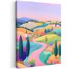 MuchoWow© Quadro Camera Da Letto Quadri Soggiorno Decorazione Parete Quadri | 50x70 cm - Moderni Su Tela Stampe Foto Con Cornice Quadretti Poster Casa Paesaggio - Viola - Pastello - Case