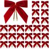 BBTISG Set di 25 Fiocchi in Velluto per Albero di Natale, 9 x 9cm Ghirlande per Albero di Natale Decorazioni per Matrimoni Confezioni Regalo (Rosso)