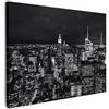 MuchoWow© Stampa su Tela Canvas Quadri per il Soggiorno Quadro Camera da | 80x60 cm - Letto Decorazioni Parete Skyline - Nero - Bianco - New York - America