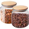 GBKDQQ Barattoli con coperchio, ermetici, 2 barattoli da 500 ml, con coperchio in bambù, trasparenti, da cucina, per caffè, spezie, cereali