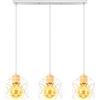 PETITES ECREVISSES Lampadario a Sospensione Vintage 3 Luci Industriale E27 Plafoniera Retro in Metallo gabbia Lampada da soffitto con legno per Cucina Salotto (Bianco-B-con una barra)