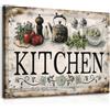 Dazzlewall Incorniciato Quadro Cucina Stile Rustico Farmhouse, Poster Vintage con Verdure e Utensili Cucinari per Decorazione Cucina Sala da Pranzo 30×40 cm