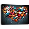 Printerland Quadro Moderno CUORI AMORE Bianco blu Street Art Quadri moderni soggiorno da Parete XXL grande Stampa su tela Canvas Decorazione Murale muro Arredo Camera da letto Cucina (3, 70x100 cm)