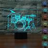 KINGCOO 3D Dffetto Lampada da Tavolo,KINGCOO Luce Notturna Regolabile con 7 Colori LED,Interruttore Touch illuminazione D'atmosfera,Idea Regalo per Compleanno e Natale (Mensola Drum-1)