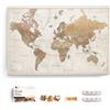 Canvascale Mappa del mondo su tela con bacheca in sughero, scritta inglese, decorazione da parete per tutte le stanze, immagini su tela con motivo mappa del mondo (120 x 80 cm, modello 16)