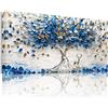 SERIMINO Quadro Moderno Stampe da Parete Albero Della Vita Dorata 50x100 cm | Foglie Blu Bianche, Stampa HD, Tela Densa, Telaio Legno Massello, Install Facile, Usi Vari, Regalo, Decorativa Murali