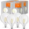 LEDVANCE Lampada LED intelligente con tecnologia WiFi, attacco E27, dimmerabile, bianco caldo (2400 K), sostituzione per 60W, SMART+ WiFi Globe Edison dimmerabile, confezione da 4