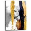 Printerland Quadro Moderno Astratto Donna Volto Ragazza su Tela - Stampa Artistica Oro Gold - Decorazione Parete per Soggiorno, Camera da Letto, Ufficio (3, 70x100 cm, Canvas intelaiato)