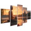 islandburner Quadro su tela Buddha all'alba sulla riva del fiume con tempio sullo sfondo, immagini da parete