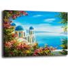 Printerland Quadro MARE SANTORINI 30x40 cm Moderno Effetto Dipinto Quadri moderni Soggiorno Stampa su tela Canvas Decorazione Murale muro Arredo Camera da letto Cucina (30x40 cm, 7)