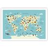 ARTTOR Poster da Parete 100x70 cm Senza Cornice Bambini Mappa del Mondo 4860 P2X | Animali Mondo Mappa Stampa da Parete Poster Decorativo Decorazione da Parete Arte Poster Moderno Poster Decorativo ARTTOR