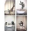 LPFNSF Quadri da bagno Immagini divertenti di animali come giraffa ed elefante nella vasca da bagno Arte da parete Stampe su tela Poster da bagno senza cornice. (Stile 2, 20 x 30 cm x 4)