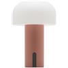 LUUK Studio NUOVO: Lampada da tavolo LED a fungo, adatta per giardino, patio e balcone, lunga durata, batteria senza fili e ricaricabile, resistente agli spruzzi IP 44, rosa opaco