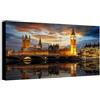 Wallazz Quadri Moderni Soggiorno Londra, Big Ben, Telephone, Skyline - 100% Made in Italy - Stampa HD su Tela Canvas - Quadro Camera da Letto - Qualità Artigianale - 70x140cm