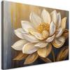 Feeby Quadro su Tela Non Tessuta - Stampa Su Tela - Fiori Dipinti Oro Glamour - 120x80 cm - Decorazione Murale - Moderno Soggiorno - quadri moderni soggiorno - poster
