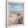 MuchoWow© Stampa Su Tela Decorazioni Pareti Canvas Grandi Dimensioni Quadri | 30x40 cm - Con Cornice Moderni Quadro Soggiorno Foto Camera Da LettoFinestra - Mare - Nature - Spiaggia