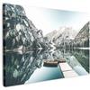 MuchoWow© Quadro Camera Da Letto Quadri Soggiorno Decorazione Parete Quadri | 120x80 cm - Moderni Su Tela Stampe Foto Con Cornice Quadretti Poster Casa Paesaggio - Barca - Inverno - Montagne