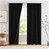 Generic Tende oscuranti da 213 cm di lunghezza, set da 2 pannelli per soggiorno, tende e tendaggi termicamente isolanti per la privacy, per porta, alternativa temporanea alla porta a soffietto, nero, L 213 x