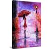 Startonight Quadro su Tela Giorno di Pioggia Viola, Donna e Ombrello Rosso - Grandi Quadri Moderni Astratti Stampe Grande per Soggiorno Stampe Incorniciate 80x120 cm, Decorazione Parete, Idea Regalo