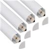 Jandei - Confezione da 4 profili in alluminio grigio 1 metro per l'installazione di strisce LED in angoli a 90°. Include diffusori traslucidi, staffe a clip e tappi terminali