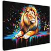 MuchoWow© Quadro Camera Da Letto Quadri Soggiorno Decorazione Parete Quadri | 40x30 cm - Moderni Su Tela Stampe Foto Con Cornice Quadretti Poster Casa Leone - Schizzi - Colorato