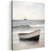 MuchoWow© Quadro Moderno Soggiorno Decorazioni Da Parete Quadri Su Tela Da | 50x70 cm - Salotto Grandi Foto Con Cornice Stampe Su Tela Camera Da Letto Barca A Remi - Mare - Orizzonte