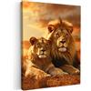MuchoWow© Quadro Camera Da Letto Quadri Soggiorno Decorazione Parete Quadri | 60x80 cm - Moderni Su Tela Stampe Foto Con Cornice Quadretti PosterLeone - Animali - Savana - Africa