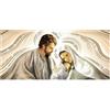 Lupia - Quadro Moderno Sacra Famiglia, su tela poliestere con brillantini Glitter, Natività BRILLANT 45x100 cm NATIVITY BROWN, Adatto come capezzale Camera da Letto o per Soggiorno