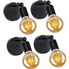 PETITES ECREVISSES Lampada da Parete Industriale Vintage Lampada a Muro E27 Metallo Illuminazione Plafoniera Interno Regolabile a 240° per Camera Cucina Soggiorno (4 pezzi, Nero)
