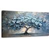 MHARTK66 Quadri Moderni Soggiorno Grandi, 50x100 cm Stampe da Parete Albero con Fiori Blu, Astratto Quadro Camera da Letto Su Tela Decorazioni Parete Bagno Cucina Ufficio Sala Da Pranzo