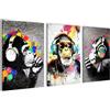 Novart Quadro decorativo Banksy Collage - Completamente Pronto Da Appendere - Collage Moderno - Soggiorno Camera da letto Soppalco N034536a