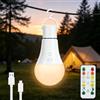 Dehobo Ricaricabile Lampadina LED E27 Dimmerabile con Telecomando, 1 Pezzo | Lampada a Batteria Pulsante con Timer e 3 Temperature di Colore, per Campeggio Emergenza