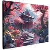 MuchoWow© Quadro su Tela Stampe da Parete Quadri Cucina Camera da Letto | 40x30 cm - Dipinto Arredamento Casa Giardino giapponese - Fiori di ciliegio - Alberi di sakura - Giappone