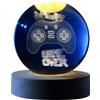 I-TOTAL®- Sfera di vetro 3D con LED RGB effetto sul soffitto, luce notturna per bambini, lampada da notte con base in legno, tema fantasy, decorazione in cristallo disegno (LET'S PLAY)