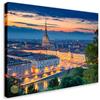 Wallazz Quadri Moderni Soggiorno Piemonte, Torino, Alpi, Mole, Piazza San Carlo - 100% Made in Italy - Stampa HD su Tela Canvas - Quadro Camera da Letto - Qualità Artigianale - 70x140cm