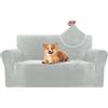 CYCMACO Copridivano Velluto Spesso 2 Posti, Universale Copridivani Elasticizzati, Copri Divani Antiscivolo, Moderno Sofa Cover Antigraffio, Fodera Divano Antimacchia Lavabile, Grigio Argento
