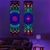 Alishomtll Confezione da 2 arazzi da parete con mandala alla luce nera, reattivi ai raggi UV, stile bohémien, verticale, decorazione artistica da parete per camera da letto e soggiorno, 120 x 32,5 cm