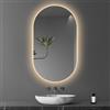 PHQCIV Specchio Ovale A LED, Specchio Da Bagno Con Luci, 40x70cm|40x80cm|50x80cm|60x90cm, Specchio Da Parete, Specchio Di Vanità Illuminato, Luce Dimmerabile A 3 Colori, Interrutt(Size:40X80CM,Color:Stile A)